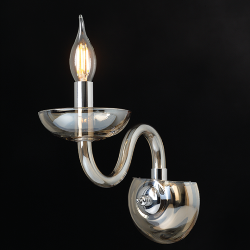 ACA DECOR   – Επίτοιχο Φωτιστικό 1ΧΕ14 Cognac Κρύσταλλο + Χρώμιο Μέταλλο 22X30cm