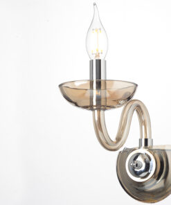 ACA DECOR   – Επίτοιχο Φωτιστικό 1ΧΕ14 Cognac Κρύσταλλο + Χρώμιο Μέταλλο 22X30cm