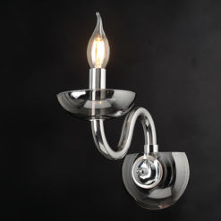 ACA DECOR – Επίτοιχο Φωτιστικό 1ΧΕ14 Φιμέ Κρύσταλλο + Χρώμιο Μέταλλο 22X30cm