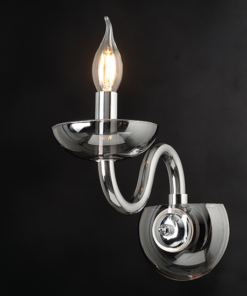 ACA DECOR – Επίτοιχο Φωτιστικό 1ΧΕ14 Φιμέ Κρύσταλλο + Χρώμιο Μέταλλο 22X30cm