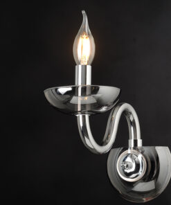 ACA DECOR   – Επίτοιχο Φωτιστικό 1ΧΕ14 Φιμέ Κρύσταλλο + Χρώμιο Μέταλλο 22X30cm