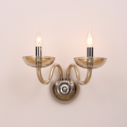 ACA DECOR – Επίτοιχο Φωτιστικό 2ΧΕ14 Cognac Κρύσταλλο + Χρώμιο Μέταλλο 40X30cm