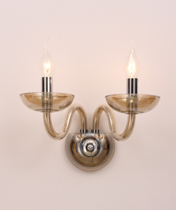 ACA DECOR – Επίτοιχο Φωτιστικό 2ΧΕ14 Cognac Κρύσταλλο + Χρώμιο Μέταλλο 40X30cm