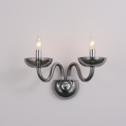 ACA DECOR – Επίτοιχο Φωτιστικό 2ΧΕ14 Φιμέ Κρύσταλλο + Χρώμιο Μέταλλο 40X30cm