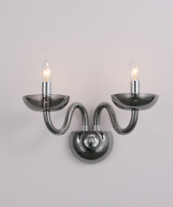 ACA DECOR – Επίτοιχο Φωτιστικό 2ΧΕ14 Φιμέ Κρύσταλλο + Χρώμιο Μέταλλο 40X30cm