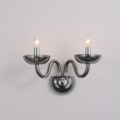 ACA DECOR   – Επίτοιχο Φωτιστικό 2ΧΕ14 Φιμέ Κρύσταλλο + Χρώμιο Μέταλλο 40X30cm