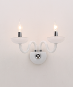 ACA DECOR – Επίτοιχο Φωτιστικό 2ΧΕ14 Λευκό Κρύσταλλο + Χρώμιο Μέταλλο 40X30cm