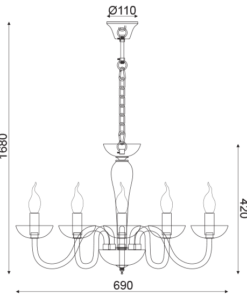 ACA DECOR  – Κρεμαστό Φωτιστικό 5ΧΕ14 Cognac Κρύσταλλο + Χρώμιο Μέταλλο Φ69ΧΗ168cm