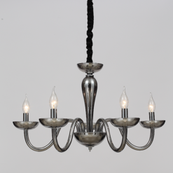 ACA DECOR – Κρεμαστό Φωτιστικό 5ΧΕ14 Φιμέ Κρύσταλλο + Χρώμιο Μέταλλο Φ69ΧΗ168cm