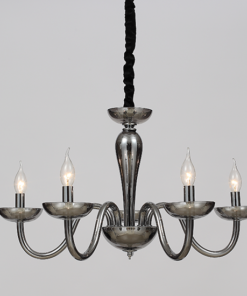 ACA DECOR – Κρεμαστό Φωτιστικό 5ΧΕ14 Φιμέ Κρύσταλλο + Χρώμιο Μέταλλο Φ69ΧΗ168cm