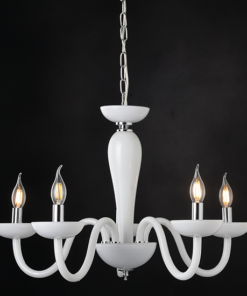 ACA DECOR – Κρεμαστό Φωτιστικό 5ΧΕ14 Λευκό Κρύσταλλο + Χρώμιο Μέταλλο Φ69ΧΗ168cm