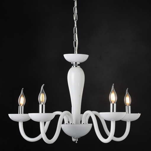 ACA DECOR  – Κρεμαστό Φωτιστικό 5ΧΕ14 Λευκό Κρύσταλλο + Χρώμιο Μέταλλο Φ69ΧΗ168cm