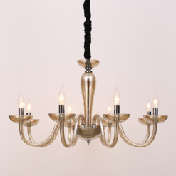 ACA DECOR – Κρεμαστό Φωτιστικό 8ΧΕ14 Cognac Κρύσταλλο + Χρώμιο Μέταλλο Φ79ΧΗ168C