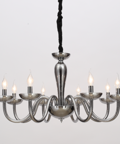 ACA DECOR – Κρεμαστό Φωτιστικό 8ΧΕ14 Φιμέ Κρύσταλλο + Χρώμιο Μέταλλο Φ79ΧΗ168cm