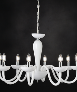 ACA DECOR – Κρεμαστό Φωτιστικό 8ΧΕ14 Λευκό Κρύσταλλο + Χρώμιο Μέταλλο Φ79ΧΗ168cm