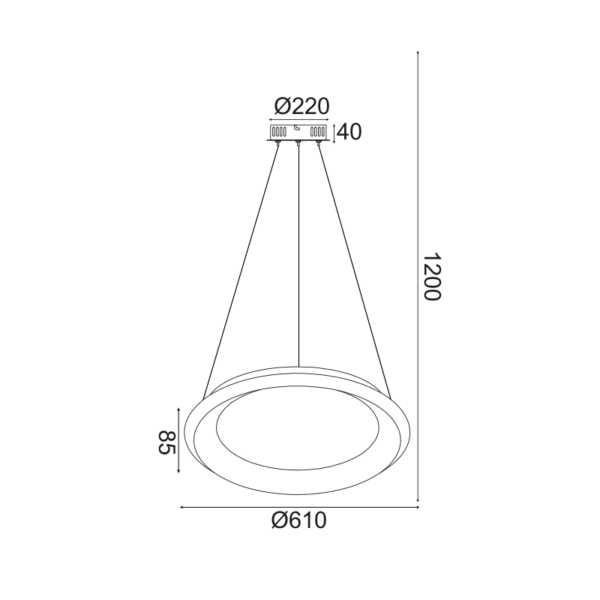 ΚΡΕΜΑΣΤΟ Φ/Σ LED 45W DIMMER CCT 3600LM ΜΑΥΡΟ ΜΕΤΑΛΛΙΚΟ D61XH120CM DIANA ACA – BR71LEDP61BKCCTD