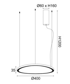 ΚΡΕΜΑΣΤΟ ΦΩΤΙΣΤΙΚΟ LED 36W 3000K 2700LM HARMONY ΜΑΥΡΟ ΑΛΟΥΜΙΝΙΟ IP20 D42XH120CM ACA – BR97LEDP40BK