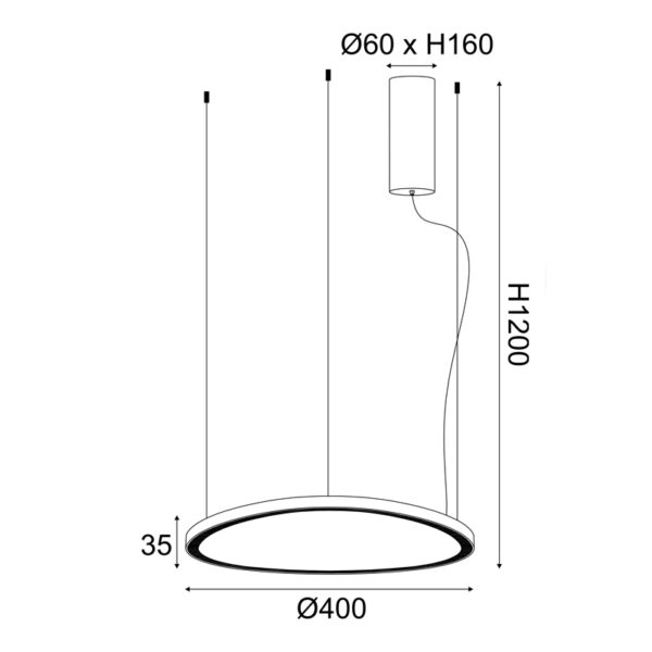 ΚΡΕΜΑΣΤΟ ΦΩΤΙΣΤΙΚΟ LED 36W 3000K 2700LM HARMONY ΜΑΥΡΟ ΑΛΟΥΜΙΝΙΟ IP20 D42XH120CM ACA – BR97LEDP40BK