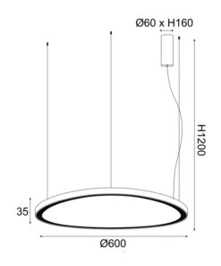 Κρεμαστό Φωτιστικό LED 44W CCT 4670lm HARMONY Λευκό Αλουμίνιο D60xH120CM ACA – BR97LEDP60WHCCT