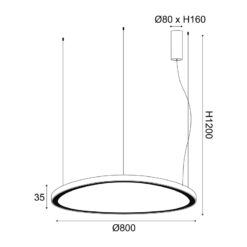 ΚΡΕΜΑΣΤΟ ΦΩΤΙΣΤΙΚΟ LED 74W 3000K 6500LM HARMONY ΜΑΥΡΟ ΑΛΟΥΜΙΝΙΟ IP20 D80XH120CM ACA – BR97LEDP80BK
