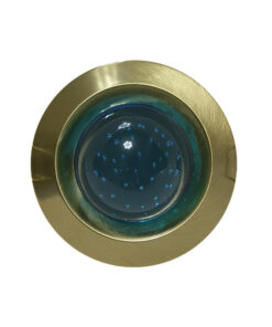 # Βάση Σπότ Στρογγυλή 1XGU10 με Μπλε Γυαλί με Φυσαλίδες Χρυσή Ματ ACA – BS3181GMB