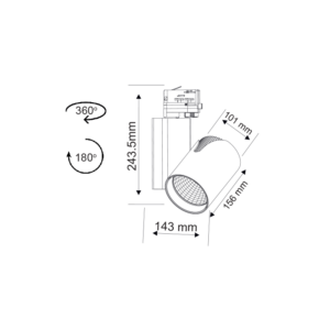 Γκρί Σποτ Ράγας 35W 3000K 4 Καλωδίων 24° 2500LM 230V Ra80 ACA- DANTE3530G4