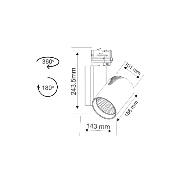 Λευκό Σποτ Ράγας 35W 3000K 4 Καλωδίων 24° 2500LM 230V Ra80 ACA – DANTE3530W4