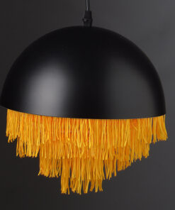 ACA DECOR   – Κρεμαστό Φωτιστικό 1ΧΕ27 Μεταλλικό Μαύρο/Ορείχαλκο + Κλωστή Φ25ΧΗ100cm