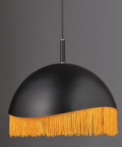 ACA DECOR Κρεμαστό Φωτιστικό 1ΧΕ27 Μεταλλικό Μαύρο/Ορείχαλκο + Κλωστή Φ35ΧΗ100cm