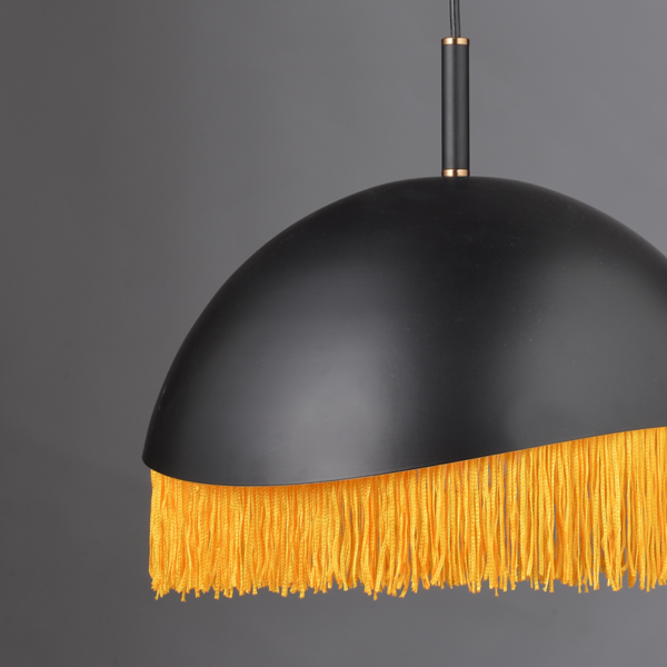 ACA DECOR   Κρεμαστό Φωτιστικό 1ΧΕ27 Μεταλλικό Μαύρο/Ορείχαλκο + Κλωστή Φ35ΧΗ100cm