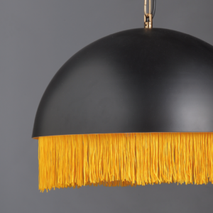 ACA DECOR   – Κρεμαστό Φωτιστικό 1ΧΕ27 Μεταλλικό Μαύρο/Ορείχαλκο + Κλωστή Φ40ΧΗ100cm