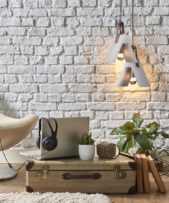 ACA DECOR   – Κρεμαστό Φωτιστικό 1ΧΕ27 Τσιμέντο + Δέρμα 20Χ10ΧΗ100cm