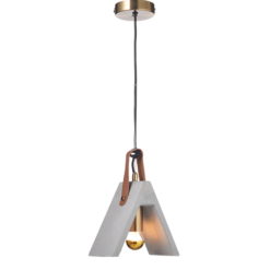 ACA DECOR – Κρεμαστό Φωτιστικό 1ΧΕ27 Τσιμέντο + Δέρμα 20Χ10ΧΗ100cm