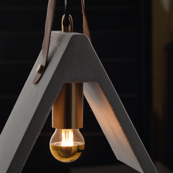 ACA DECOR   – Κρεμαστό Φωτιστικό 1ΧΕ27 Τσιμέντο + Δέρμα 20Χ10ΧΗ100cm