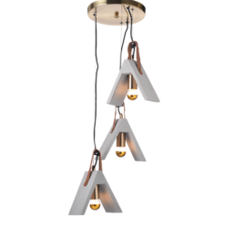 ACA DECOR – Κρεμαστό Φωτιστικό Ροζέτα 3ΧΕ27 Τσιμέντο + Δέρμα Φ43ΧΗ110cm