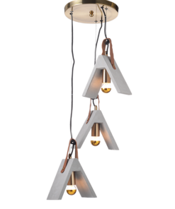 ACA DECOR – Κρεμαστό Φωτιστικό Ροζέτα 3ΧΕ27 Τσιμέντο + Δέρμα Φ43ΧΗ110cm