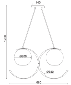 ACA DECOR   – Κρεμαστό Φωτιστικό 2ΧΕ27 Μεταλλικό Χρυσό + Περλέ Γυαλί 68Χ20ΧΗ120cm – DCR17502P