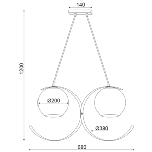 ACA DECOR   – Κρεμαστό Φωτιστικό 2ΧΕ27 Μεταλλικό Χρυσό + Περλέ Γυαλί 68Χ20ΧΗ120cm – DCR17502P
