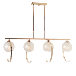 ACA DECOR – Κρεμαστό Φωτιστικό Ράγα 4ΧΕ27 Μεταλλικό Χρυσό + Περλέ Γυαλί – DCR17504P