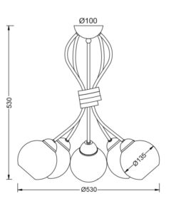 Φωτιστικό Οροφής 5xE27 Ø530 Μέταλλο-Γυαλί Λευκό-Χρυσό ACA DECOR – DL11695C