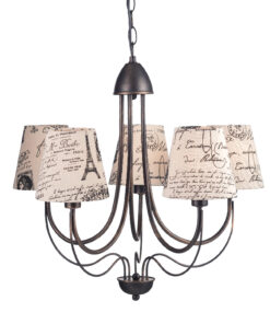 Κρεμαστό 5ΧΕ14 Μέταλλο Καφέ-Χρυσό + Μπεζ Καπέλο Φ140 ACA DECOR – DL11815PB