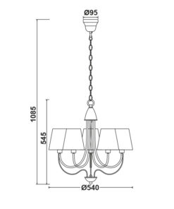 Κρεμαστό 5ΧΕ14 Μέταλλο Καφέ-Χρυσό + Μπεζ Καπέλο Φ140 ACA DECOR – DL11815PB
