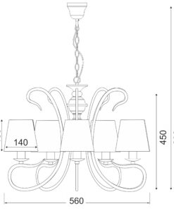 Κρεμαστό Φωτιστικό 5ΧΕ14 Μεταλλικό Πατίνα Λευκά Καπέλα & Ζιργκόν ACA DECOR – DL7615