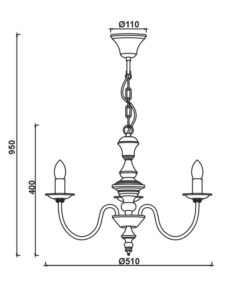 Κρεμαστό Φωτιστικό Οροφής 3xE14 Ø510 Μεταλλικό Λευκό Πατίνα Πράσινο ACA DECOR – DL9313PAG