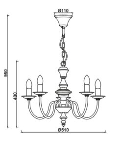 Κρεμαστό Φωτιστικό Οροφής 5xE14 Ø510 Μεταλλικό Λευκό Πατίνα Πράσινο ACA DECOR – DL9315PAG
