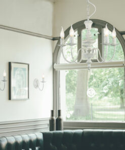 Κρεμαστό Φωτιστικό Οροφής 5xE14 Ø510 Μεταλλικό Λευκό Πατίνα Πράσινο ACA DECOR – DL9315PAG