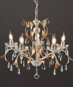 Κρεμαστό Φωτιστικό Οροφής 5xE14 Ø680 Μέταλλο-Κρύσταλλο Λευκό-Χρυσό ACA DECOR – DL9345PWG