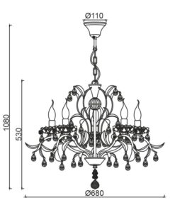 Κρεμαστό Φωτιστικό Οροφής 5xE14 Ø680 Μέταλλο-Κρύσταλλο Λευκό-Χρυσό ACA DECOR – DL9345PWG