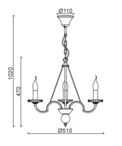 Κρεμαστό Φωτιστικό Οροφής 3xE14 Ø510 Μέταλλο-Κρύσταλλο Λευκό-Χρυσό ACA DECOR – DL9363PWG
