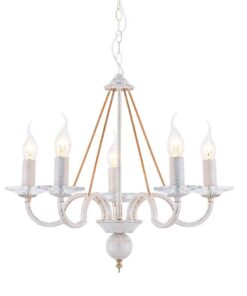 Κρεμαστό Φωτιστικό Οροφής 5xE14 Ø510 Μέταλλο-Κρύσταλλο Λευκό-Χρυσό ACA DECOR – DL9365PWG